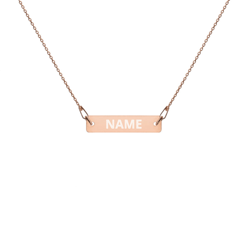 Engraved Silver Bar Chain Necklace “CUSTOMIZABLE”