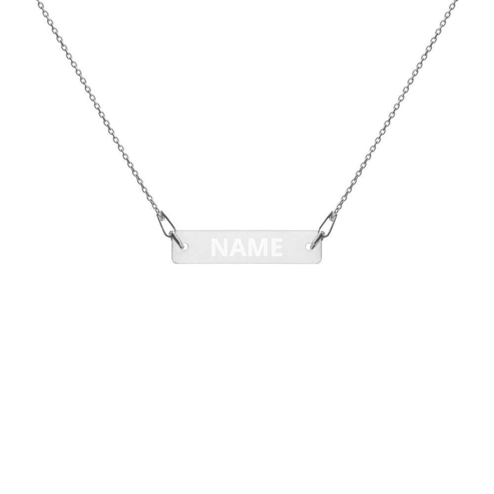 Engraved Silver Bar Chain Necklace “CUSTOMIZABLE”